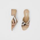 Burberry Burberry Latticed Leather Block-heel Sandals, Size: 35.5, Beige