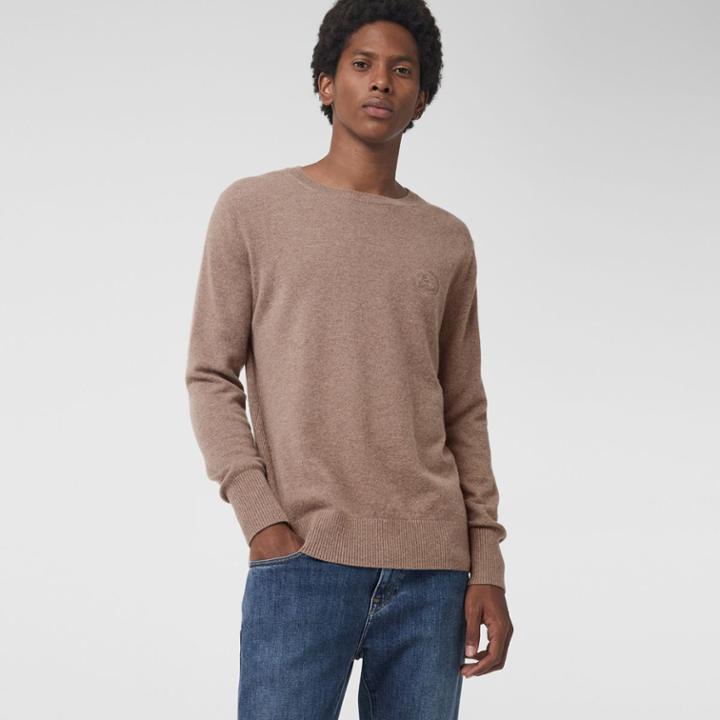 Burberry Burberry Embroidered Archive Logo Cashmere Sweater, Size: Xl, Beige