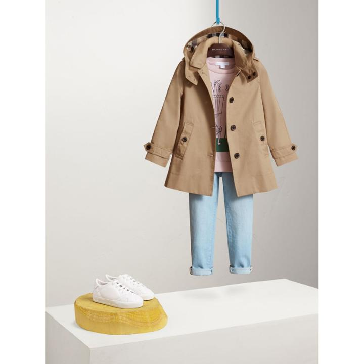 Burberry Burberry Detachable Hood Cotton Car Coat, Size: 12y, Yellow