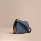 Burberry Burberry Buckle Detail Leather And House Check Crossbody Bag, Blue