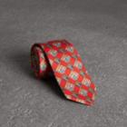 Burberry Burberry Modern Cut Check And Equestrian Knight Silk Tie, Red
