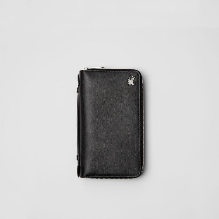 Burberry Burberry Leather Travel Wallet, Black