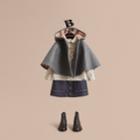 Burberry Burberry Hooded Check Detail Wool A-line Cape, Grey