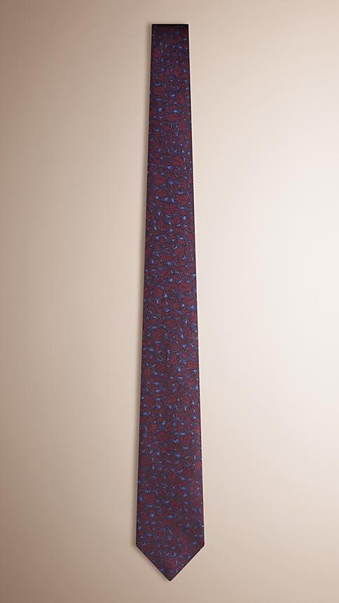 Burberry Slim Cut Floral Design Silk Tie