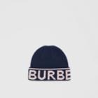 Burberry Burberry Logo Intarsia Cashmere Beanie, Blue
