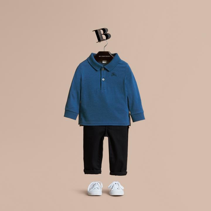Burberry Burberry Long-sleeve Cotton Jersey Polo Shirt, Size: 3y, Blue