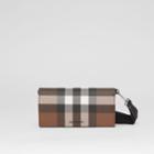 Burberry Burberry Check E-canvas Wallet With Detachable Strap, Brown