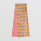 Burberry Burberry Vintage Check Colour Block Wool Silk Scarf, Pink