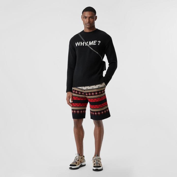 Burberry Burberry Slogan Intarsia Cashmere Sweater, Black