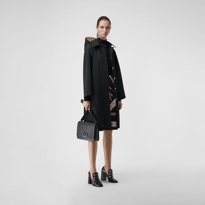 Burberry Burberry Detachable Hood Tropical Gabardine Car Coat, Size: 06, Black