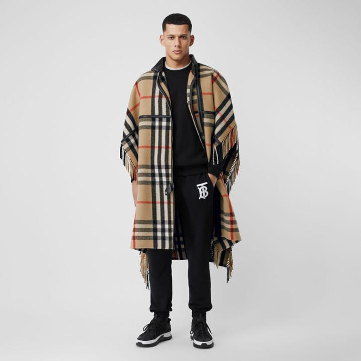 Burberry Burberry Check Wool Blend Zip-front Cape, Size: Xs/s, Beige