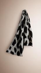Burberry Animal Print Fil Coup Cashmere Wool Silk Scarf