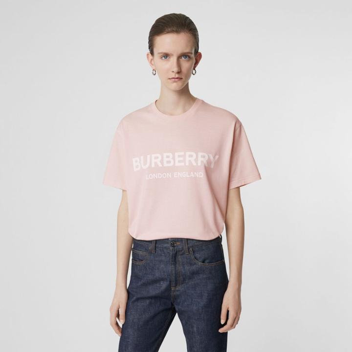 Burberry Burberry Logo Print Cotton Oversized T-shirt, Pink