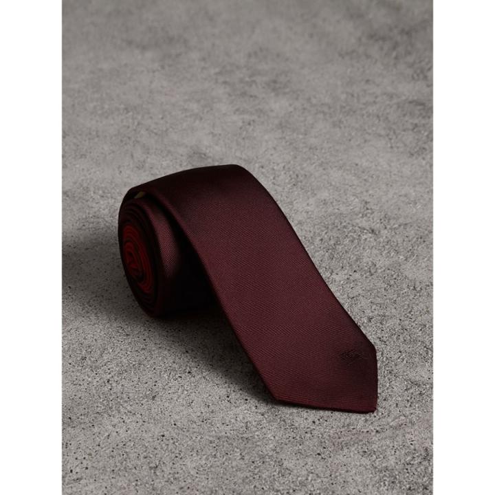 Burberry Burberry Slim Cut Check Silk Twill Tie, Red
