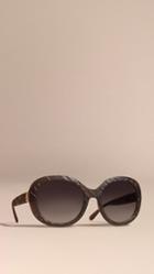 Burberry 3d Check Round Frame Sunglasses