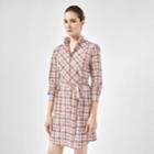 Burberry Burberry Ekd Check Cotton Tie-waist Shirt Dress, Size: 06, Pink