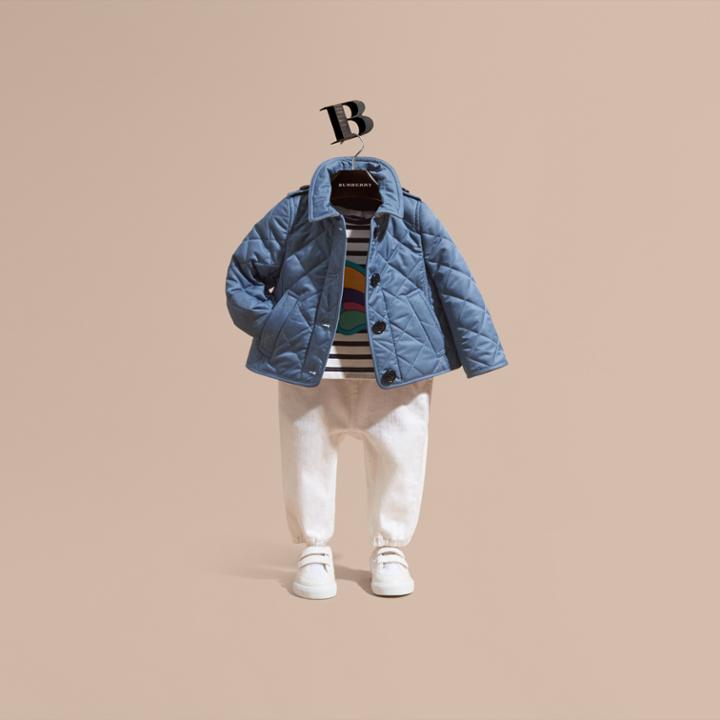 Burberry Burberry Check Detail Quilted Jacket, Size: 3y, Blue