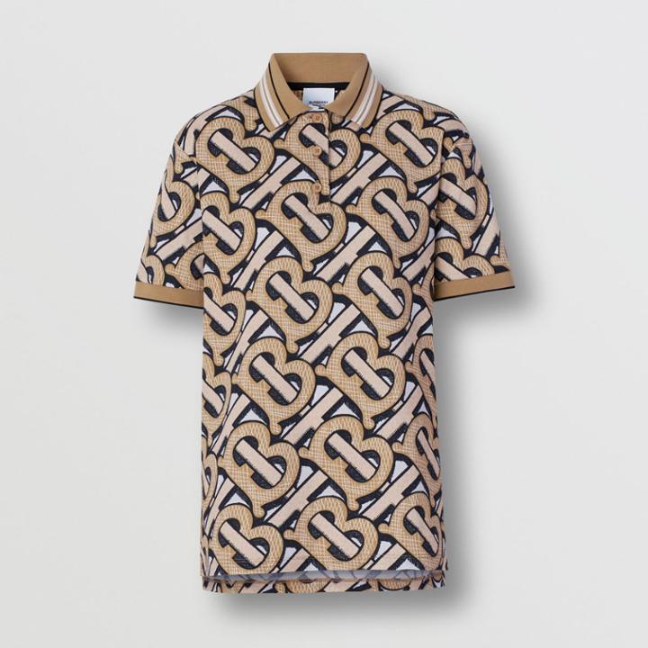 Burberry Burberry Monogram Print Cotton Piqu Polo Shirt - Unisex, Beige