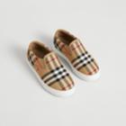 Burberry Burberry Childrens Vintage Check And Leather Slip-on Sneakers, Size: 29