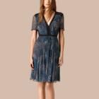 Burberry Burberry Pom-pom Detail Silk Crepe Dress, Size: 06, Blue