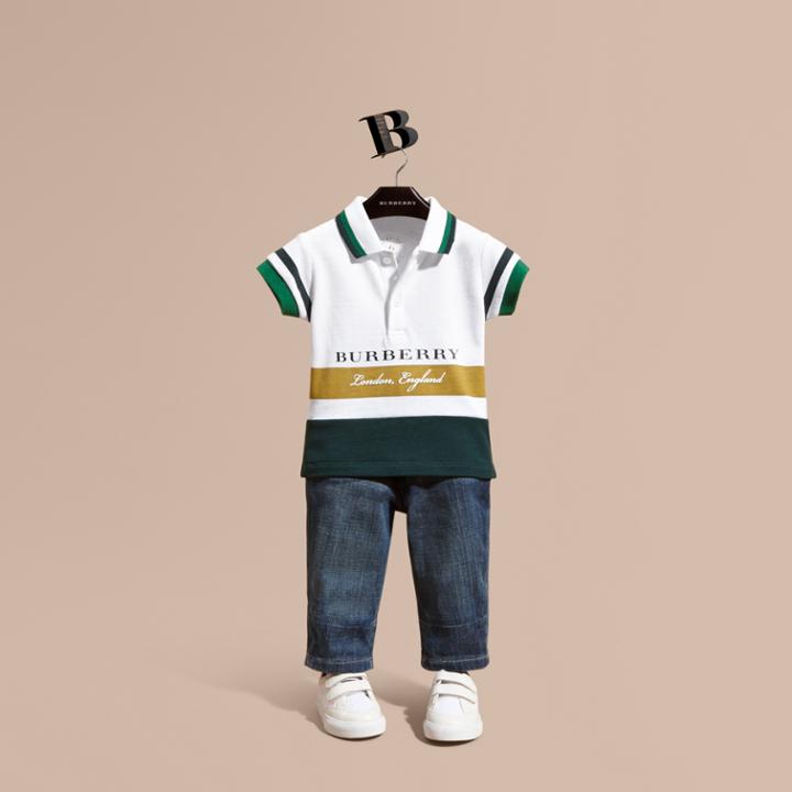 Burberry Burberry Multi Stripe Cotton Piqu Polo Shirt, Size: 6m, Yellow