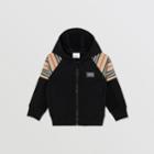 Burberry Burberry Childrens Icon Stripe Panel Cotton Hooded Top, Size: 12y, Black