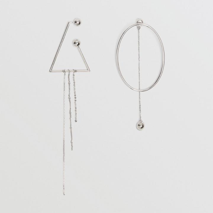 Burberry Burberry Triangle And Oval Palladium-plated Drop Earrings, Grey