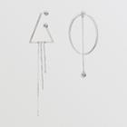 Burberry Burberry Triangle And Oval Palladium-plated Drop Earrings, Grey