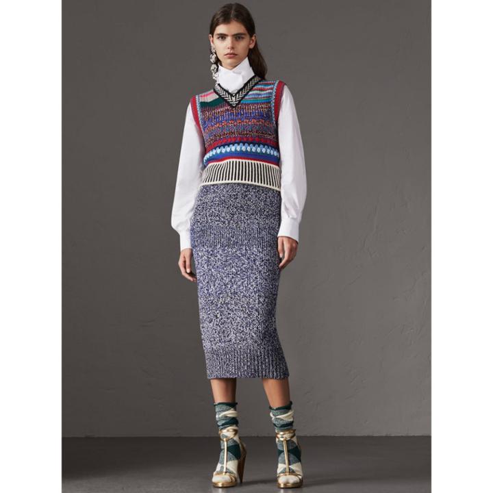 Burberry Burberry Cashmere Cotton Wool Blend Moulin Skirt