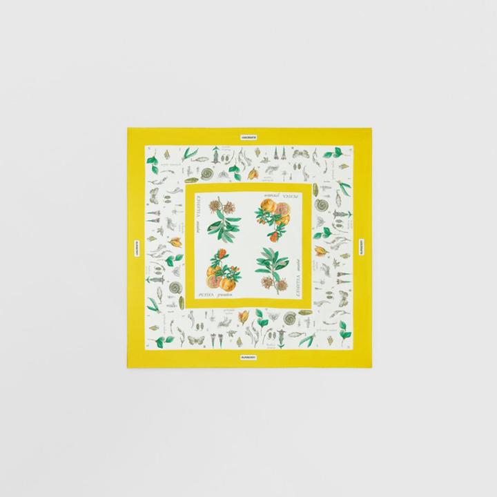 Burberry Burberry Botanical Print Silk Square Scarf, Yellow
