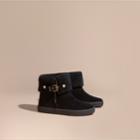 Burberry Burberry Shearling-lined Suede Ankle Boots, Size: 38, Black