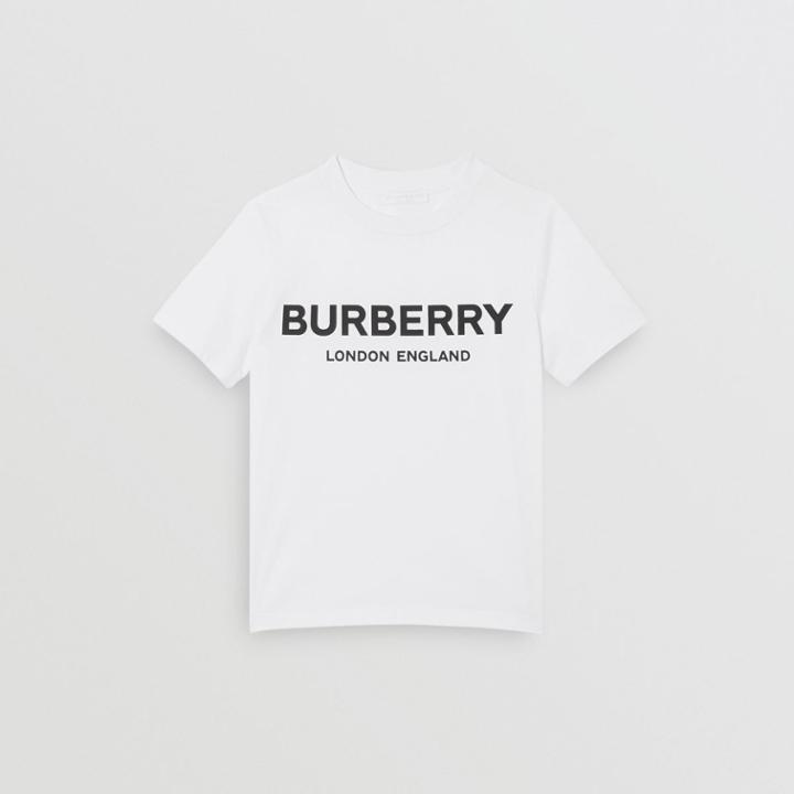 Burberry Burberry Childrens Logo Print Cotton T-shirt, Size: 6y, White