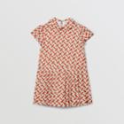 Burberry Burberry Childrens Peter Pan Collar Monogram Print Silk Dress, Size: 10y, Red