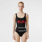 Burberry Burberry Horseferry Print Swimsuit, Size: L, Black