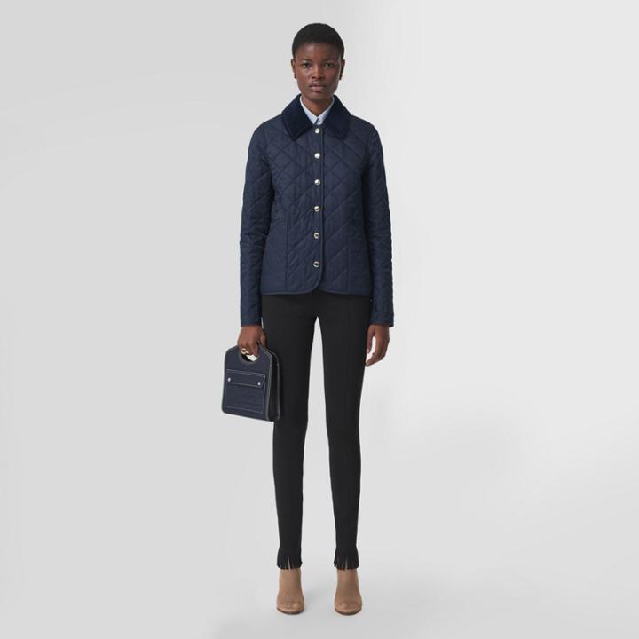 Burberry Burberry Corduroy Collar Diamond Quilted Jacket, Size: Xl