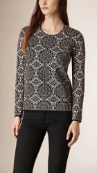 Burberry Lace-pattern Silk Blend Jacquard Top