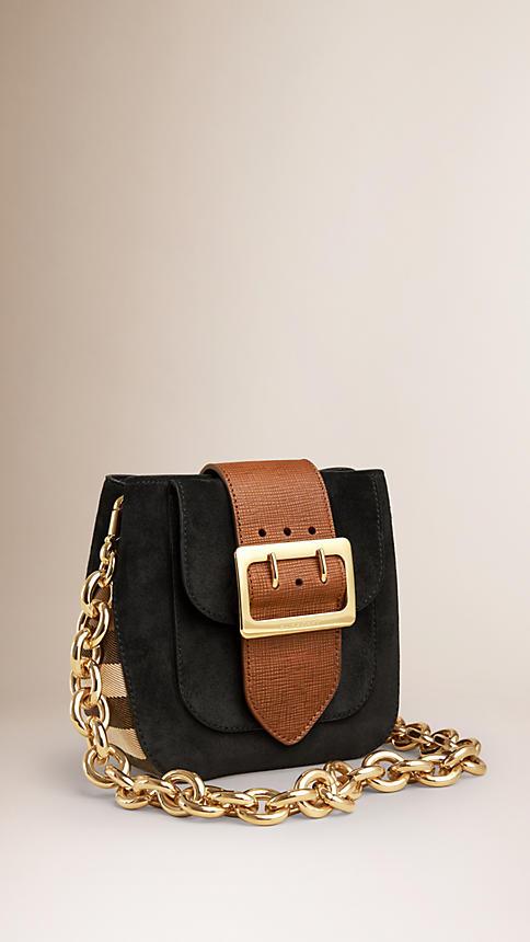 Burberry The Belt Bag -square In English Suede And House Check