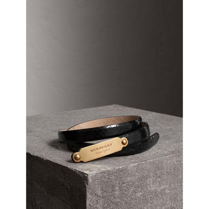 Burberry Burberry Brass Plaque Buckle Python Belt