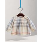 Burberry Burberry Pintuck Detail Check Cotton Top, Size: 12m, Beige