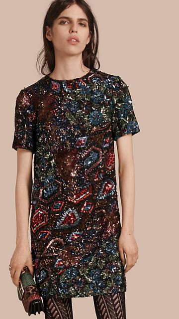 Burberry Hand-embroidered Sequin And Bead T-shirt Dress