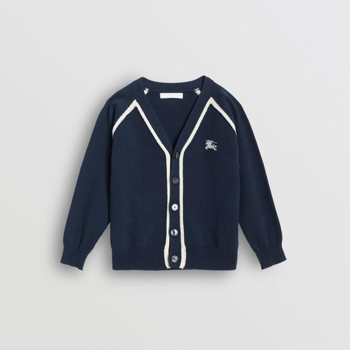 Burberry Burberry Childrens Two-tone Cotton Knit Cardigan, Size: 10y, Blue