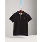 Burberry Burberry Check Placket Polo Shirt, Size: 5y, Black