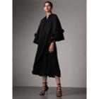 Burberry Burberry Fur Pom-pom Detail Double-faced Cashmere Wool Cape, Black