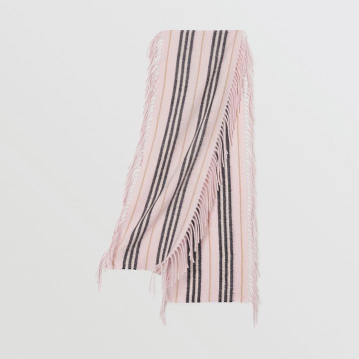 Burberry Burberry Childrens Fringed Icon Stripe Cashmere Scarf, Size: Os, White