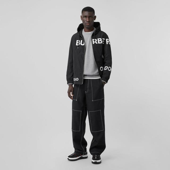 Burberry Burberry Horseferry Print Nylon Hooded Jacket, Size: 38, Black