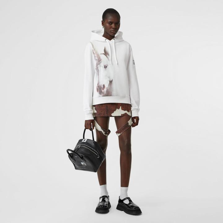Burberry Burberry Unicorn Print Cotton Hoodie, Size: Xxl, White