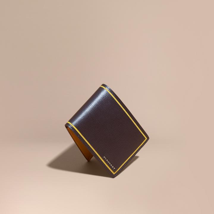 Burberry Burberry Border Detail London Leather Bifold Wallet, Brown