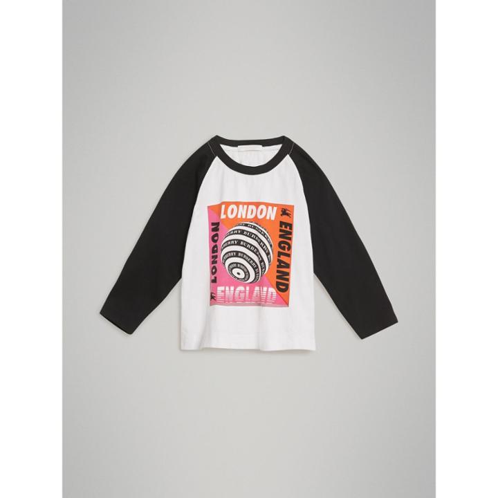 Burberry Burberry Long-sleeve Poster Graphic Cotton T-shirt, Size: 14y, White