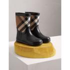 Burberry Burberry House Check Panel Rain Boots, Size: 30, Black