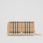 Burberry Burberry Vintage Check E-canvas Phone Wallet With Strap, Beige